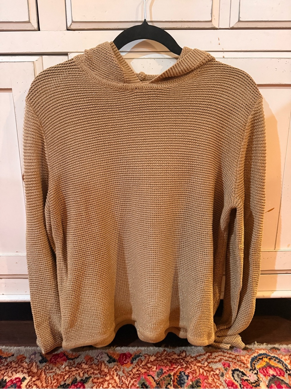 Ralph Lauren Cozy Knit Hoodie Sweater in Camel